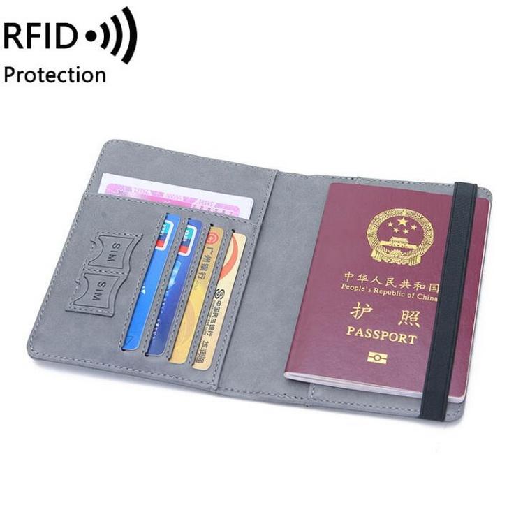 Capa de passaporte de luxo em couro PU, porta-cartões de crédito, carteira de viagem anti-roubo, porta-passaporte RFID para viagem aérea