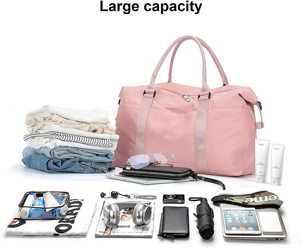 Sacolas duffle femininas personalizadas à prova d'água bolsa duffel de viagem de náilon personalizada com separação seca e úmida